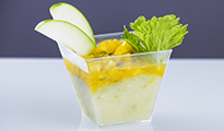 Gelée de pomme et céleri, salade de mangue, piment et fruit de la passion