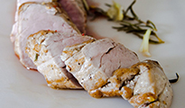 Filet mignon en croute de sel, vinaigrette aux agrumes et speculoos