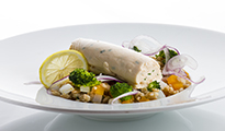 Ballotine de saumon, salade chaude d'épeautre aux légumes