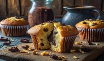 Muffins aux pépites de chocolat et son cœur Nutella