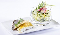 Daurade aux épices douces, Tartare de courgettes au citron confit