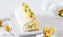 Bûche au chocolat blanc et fruits de la passion