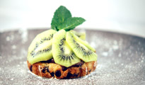 Cookie en tartelette, ganache au chocolat et kiwi