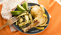 Cuisse de poulet rôtie au citron vert et vinaigre balsamique 