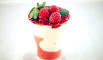 Crémeux au gingembre, framboise et thé matcha